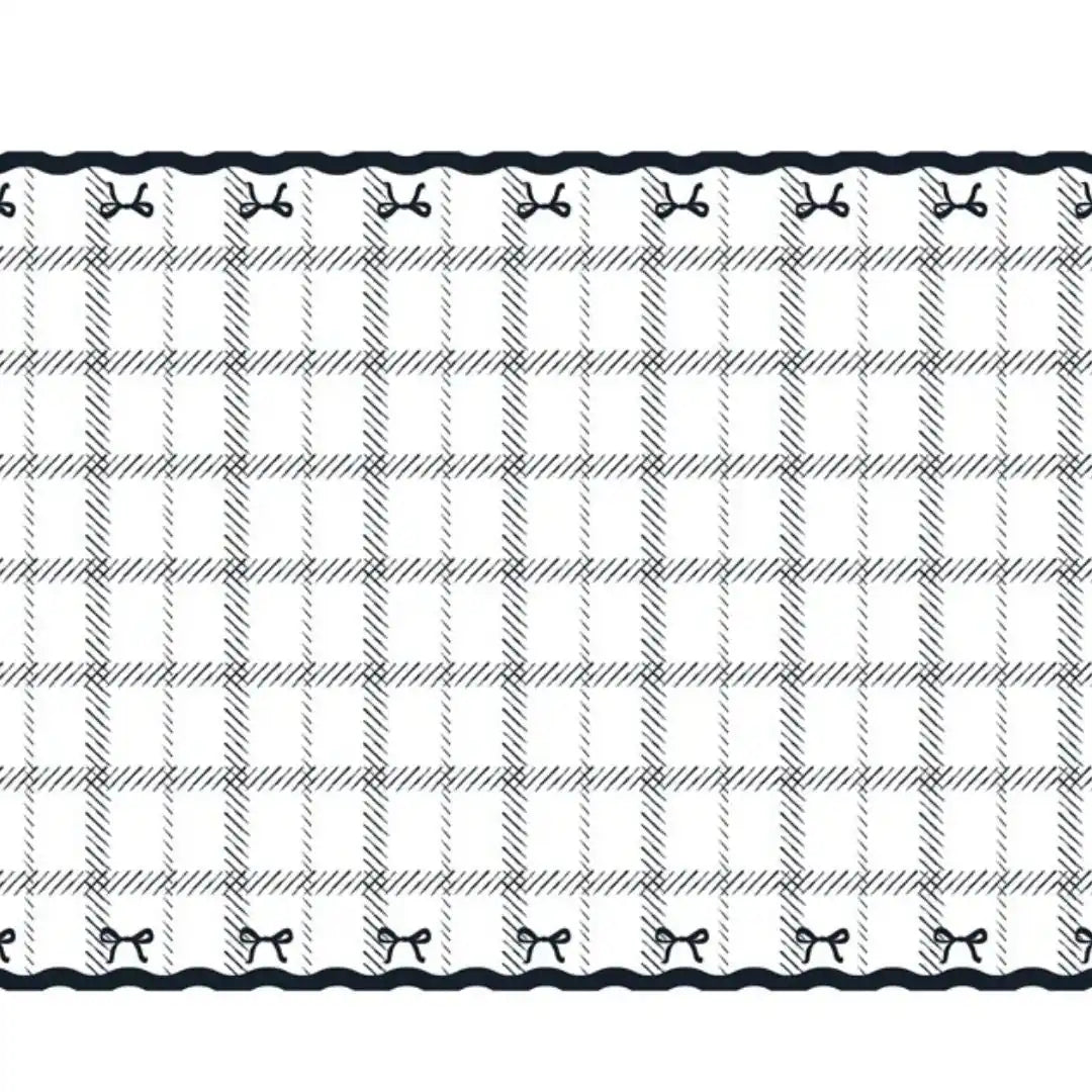 Mantel Desechable con Lazos y Cuadros 180x120 cm -  Blanco y negro - Narosa Sweet Party Barcelona