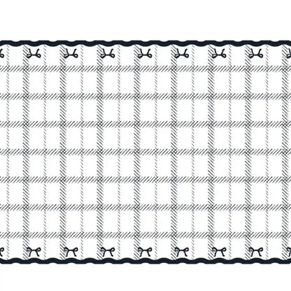 Mantel Desechable con Lazos y Cuadros 180x120 cm -  Blanco y negro - Narosa Sweet Party Barcelona