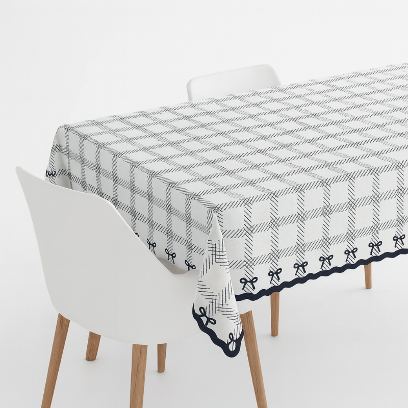 Mantel Desechable con Lazos y Cuadros 180x120 cm 