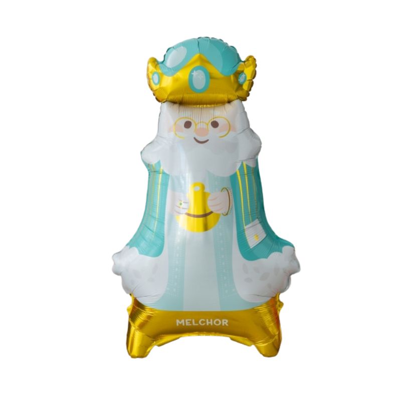 Globo de pie Rey Mago Melchor 98 cm para Navidad.