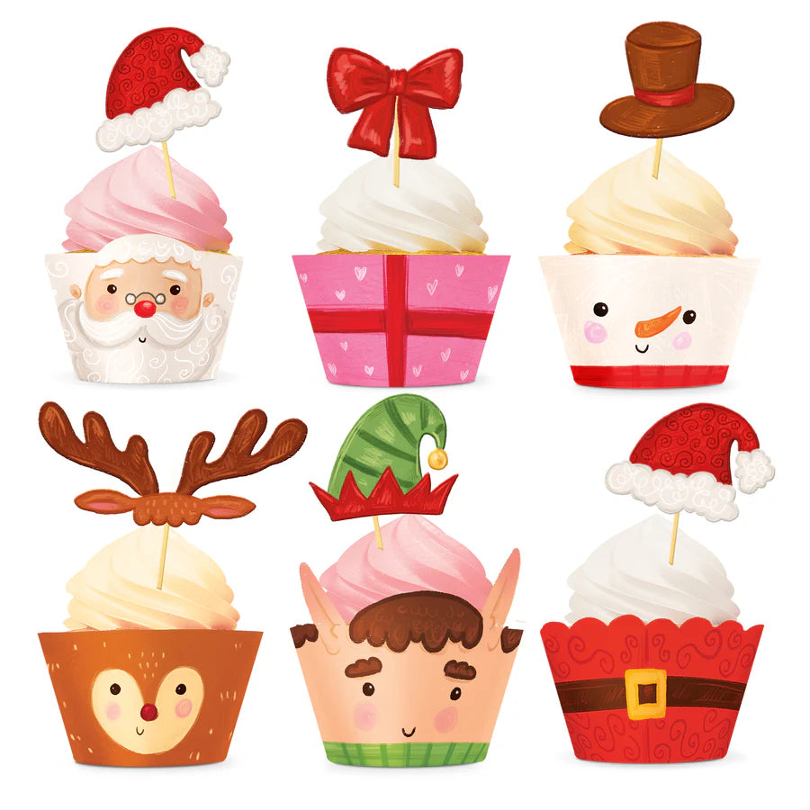 Moldes para Muffins con Adornos Navideños. Set de 12 Uds.