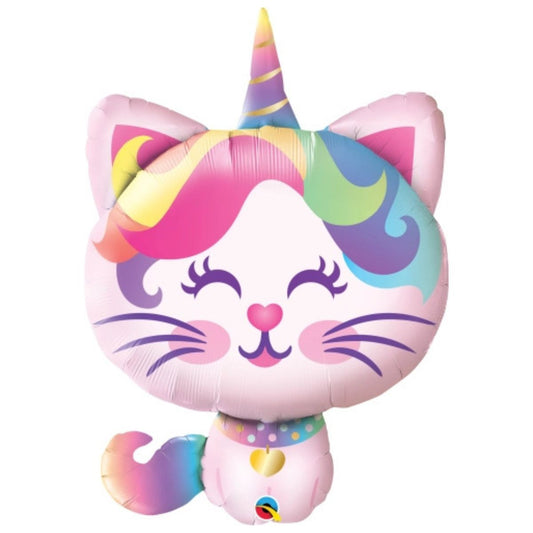 Globo foil Caticornio 38” de Qualatex, mezcla mágica de gato y unicornio.