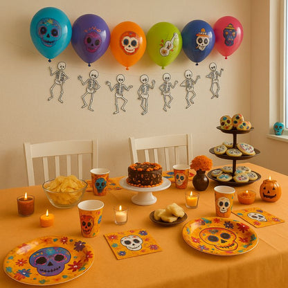 Fiesta Día de los Muertos con decoración completa