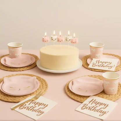 Pack Fiesta Gata Rosa – Set Temático Infantil Completo - Narosa Sweet Party Barcelona