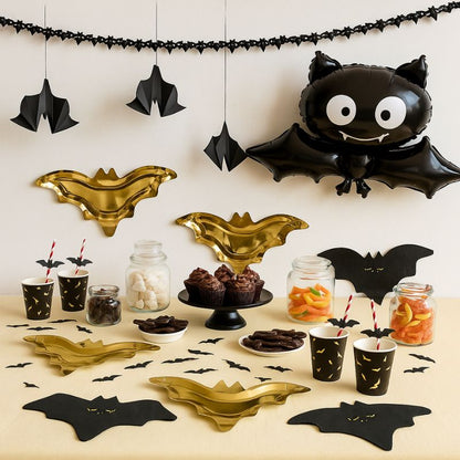 Set completo para fiesta Halloween con diseño de murciélago