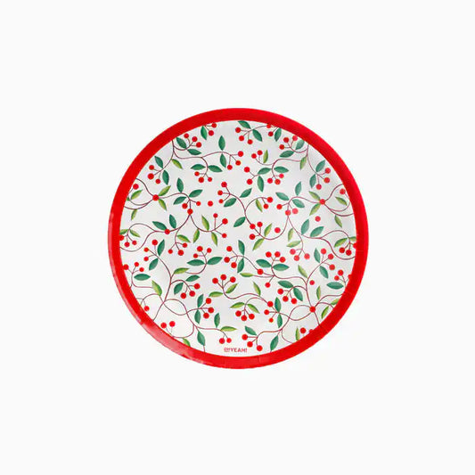 Plat Cartró Pla Postres Nadal 18 cm Natural Acebo 