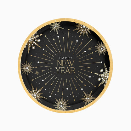 Platos de cartón 23 cm Happy New Year pack 6