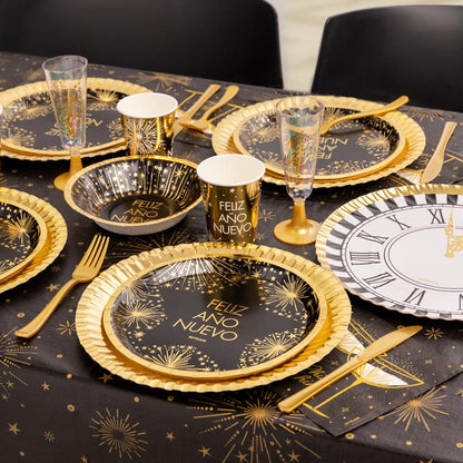Platos de cartón llanos diseño Feliz Año Nuevo 23 cm