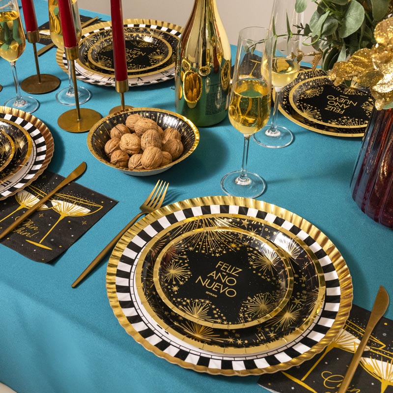 Platos pequeños Nochevieja diseño Feliz Año Nuevo 17 cm