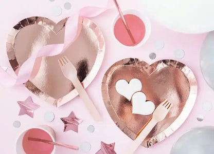 Platos Corazón Oro Rosa - Narosa Sweet Party Barcelona