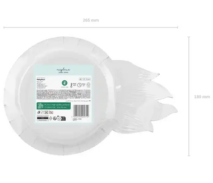 Platos de cartón festivos en forma de rueda aptos para alimentos 26,5x18 cm