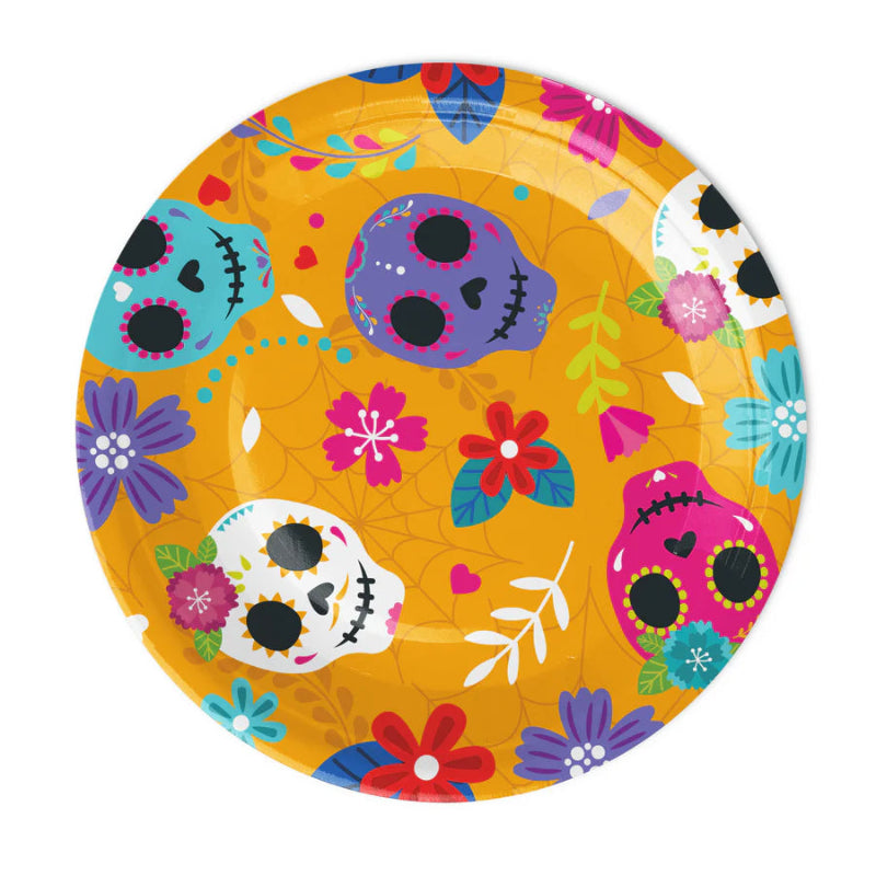 Platos de papel mexicanos para Halloween 18 cm