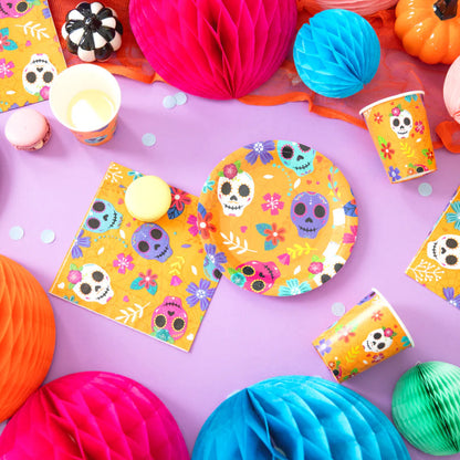 Platos Halloween con diseño Día de los Muertos
