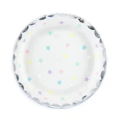 Platos Papel Unicornio y Estrellas 18 cm | Pack 6 ud. - Narosa Sweet Party Barcelona