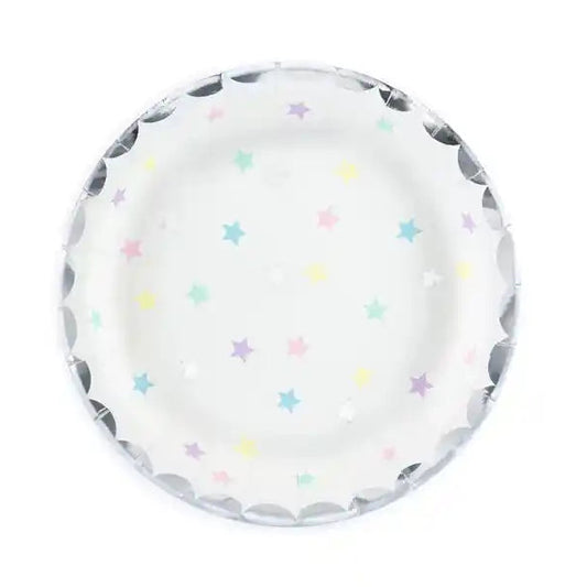 Platos Papel Unicornio y Estrellas 18 cm | Pack 6 ud. - Narosa Sweet Party Barcelona