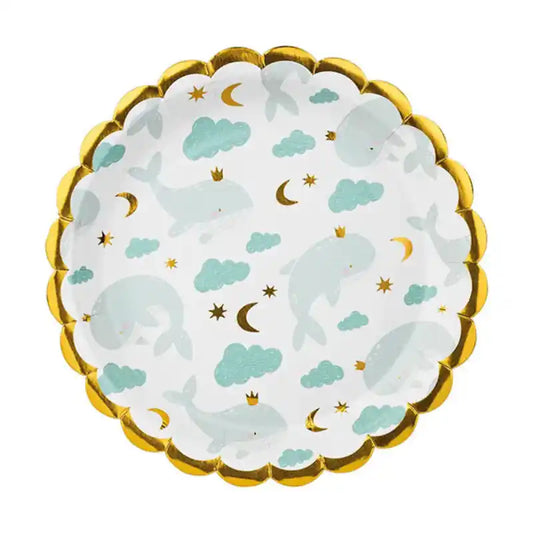 Platos de Papel Ballenas 18 cm – Pack 6 uds - Narosa Sweet Party Barcelona