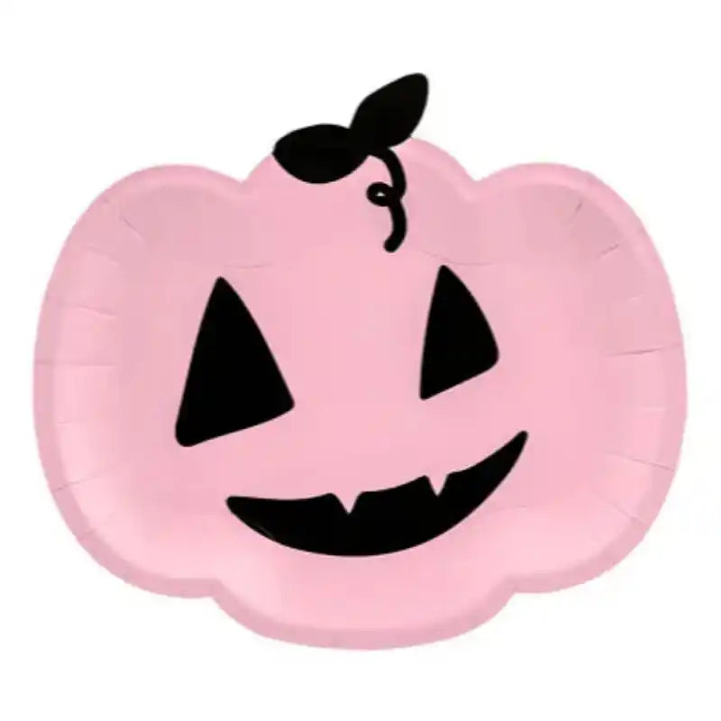 Platos de Papel Calabaza Rosa – 6 uds. Halloween - Narosa Sweet Party Barcelona