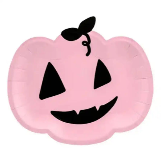 Platos de Papel Calabaza Rosa – 6 uds. Halloween - Narosa Sweet Party Barcelona