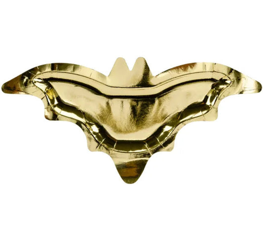 Platos papel murciélago dorado espejo pack 6 uds