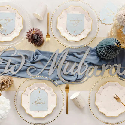 Platos de Papel Estrellas 21 cm - Beige con Dorado, Pack de 6
