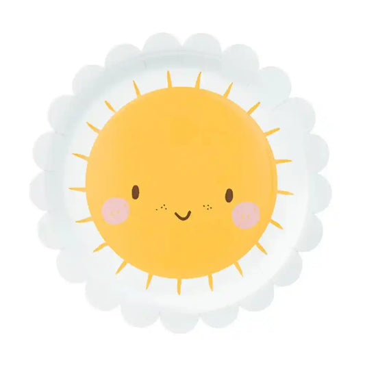 Platos de Papel Sol 18 cm - Pack de 6, Colores Mixtos - Narosa Sweet Party Barcelona