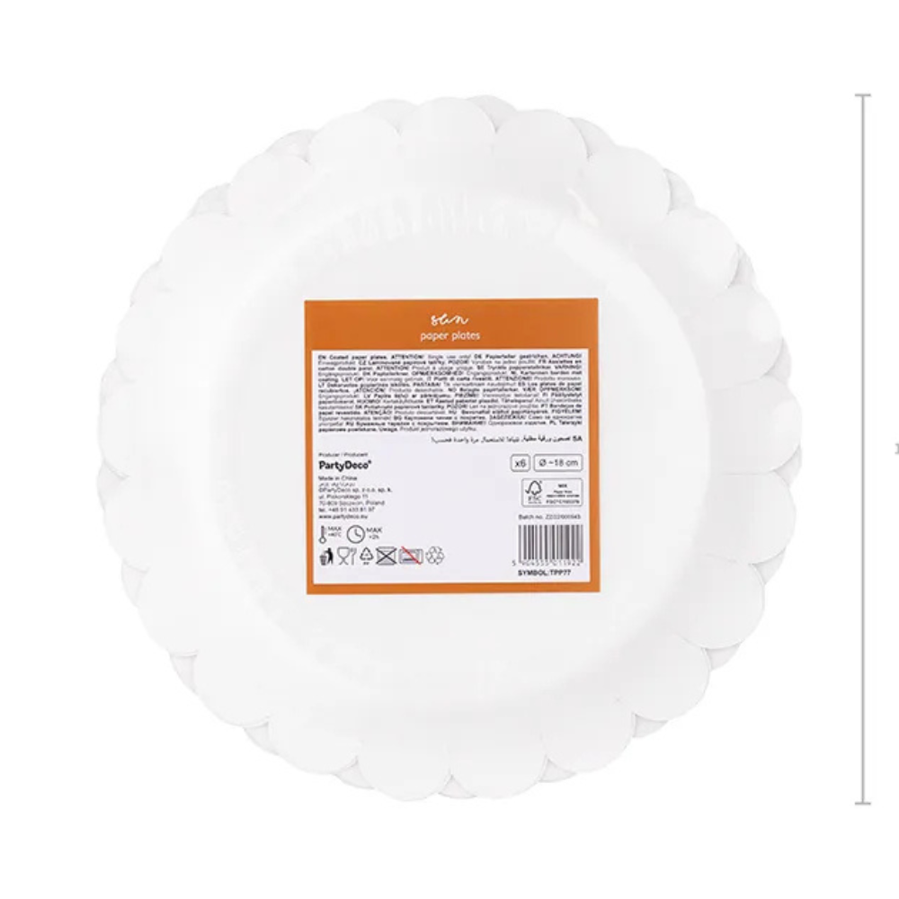 Platos de Papel Sol 18 cm - Pack de 6, Colores Mixtos