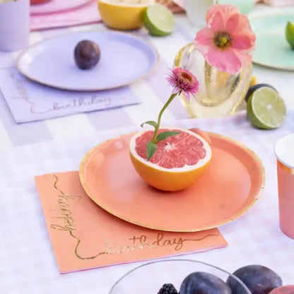 Platos de Papel con Borde Dorado 21 cm - Pack de 6, Colores Mixtos - Narosa Sweet Party Barcelona