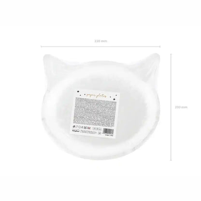 Platos de Papel en Forma de Gato Negro 22x20 cm - Pack de 6 - Narosa Sweet Party Barcelona