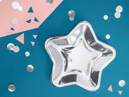 Platos de Papel Estrella Plateados 23cm (Paquete de 6) - Narosa Sweet Party Barcelona
