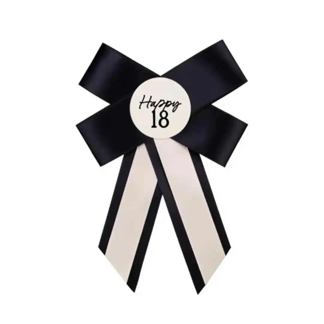 Roseta de Cumpleaños Crema y Negro 11x17 cm - 18, 30, 40, 50 o 60 Años - Narosa Sweet Party Barcelona