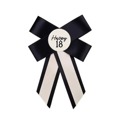 Roseta de Cumpleaños Crema y Negro 11x17 cm - 18, 30, 40, 50 o 60 Años - Narosa Sweet Party Barcelona