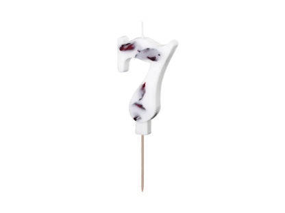 White Number Birthday Candle with Flower Petals 8 cm