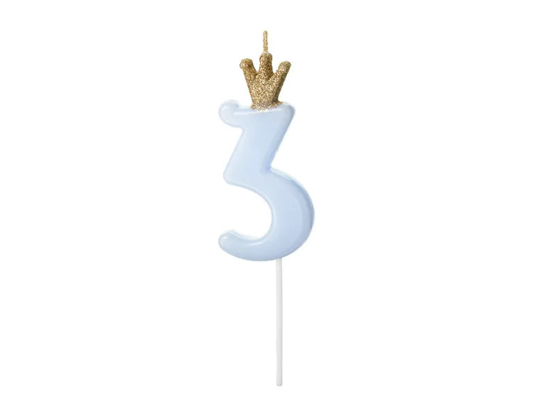 Number Birthday Candles with Crown 9.5 cm.