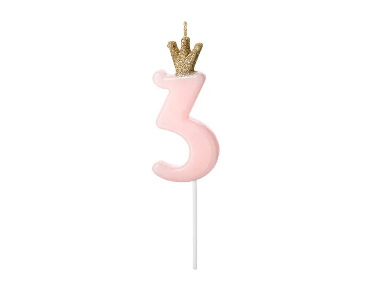 Number Birthday Candles with Crown 9.5 cm.