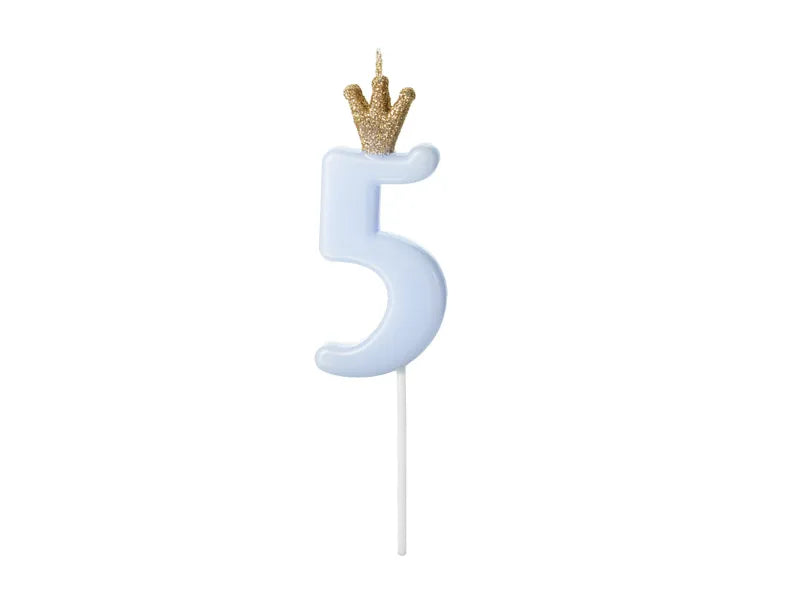 Number Birthday Candles with Crown 9.5 cm.