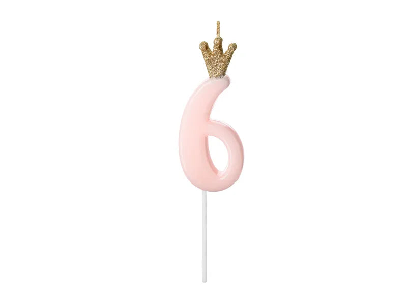 Number Birthday Candles with Crown 9.5 cm.