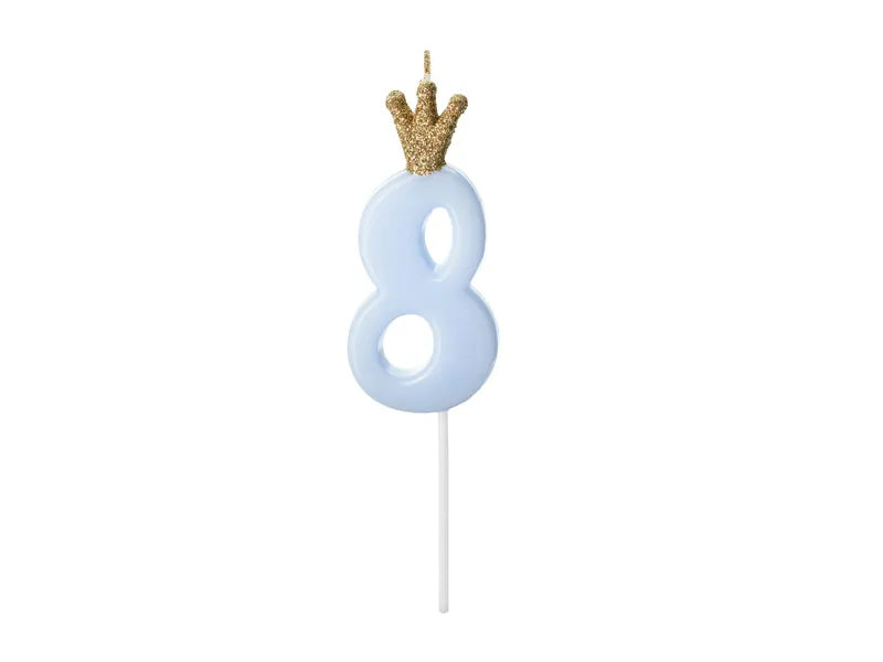 Number Birthday Candles with Crown 9.5 cm.