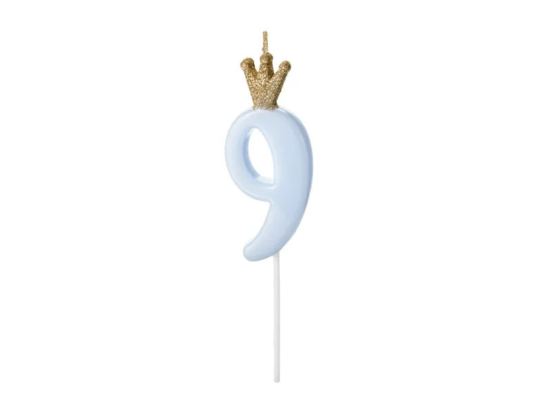 Number Birthday Candles with Crown 9.5 cm.