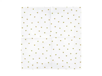 Servilletas Blancas con Corazones Dorados de 16,5x16,5cm. - Narosa Sweet Party Barcelona