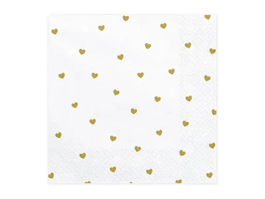 Tovallons Blanques amb Cors Daurats de 16,5x16,5cm.