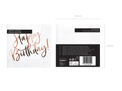 Servilletas Happy Birthday en Blanco de 16x16. 20 unidades - Narosa Sweet Party Barcelona