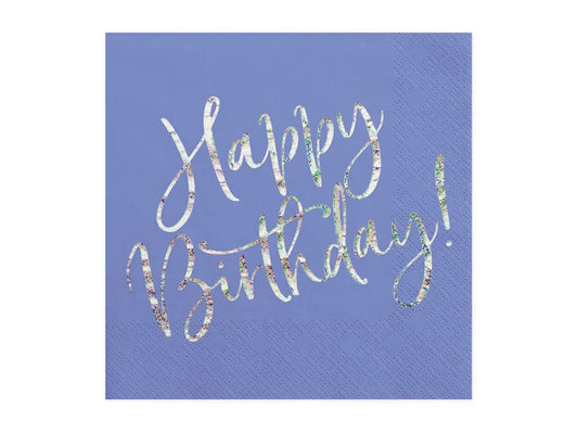 Tovallons Happy Birthday blau marí de 33x33cm.