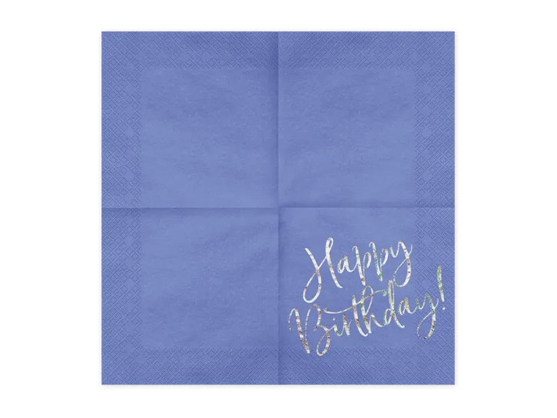 Navy Blue Happy Birthday Napkins 16x16cm.