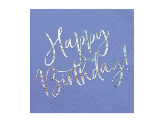Tovallons Happy Birthday Blau Marí de 16x16cm.