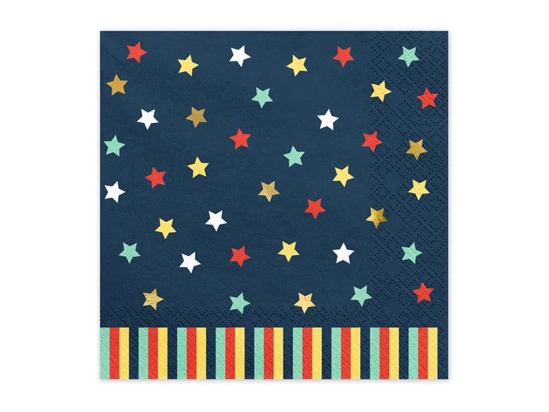 Navy Blue Star Napkins 16x16cm.