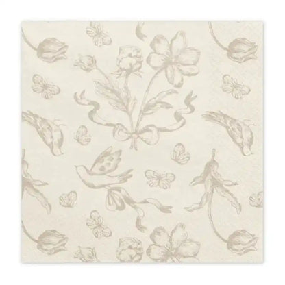 Servilletas Flowers beige con flores oscuras 33 x 33 cm