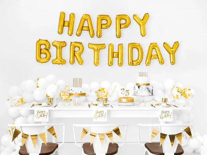 Happy Birthday Napkins in White 16x16