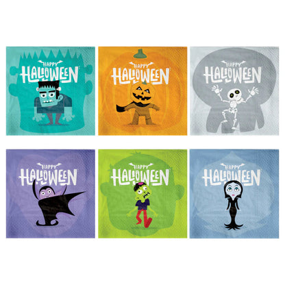 Servilletas de papel Halloween Monsters con diseños divertidos