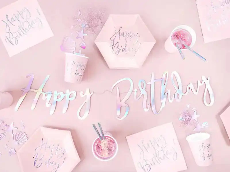 Servilletas Rosa Claro “Happy Birthday” Holográfico – Pack x20 - Narosa Sweet Party Barcelona
