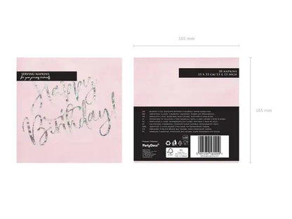 Servilletas Rosa Claro “Happy Birthday” Holográfico – Pack x20 - Narosa Sweet Party Barcelona